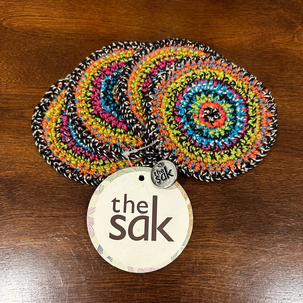The Sak Bright Multicolor Crochet Coaster Set
